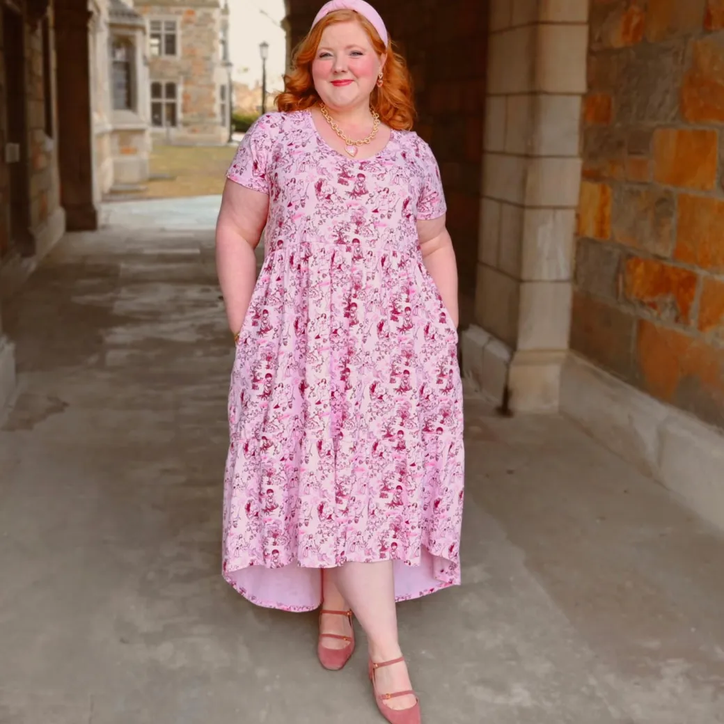 T-Shirt Tiered Dress - Passion au Jardin - L'Amour Rose