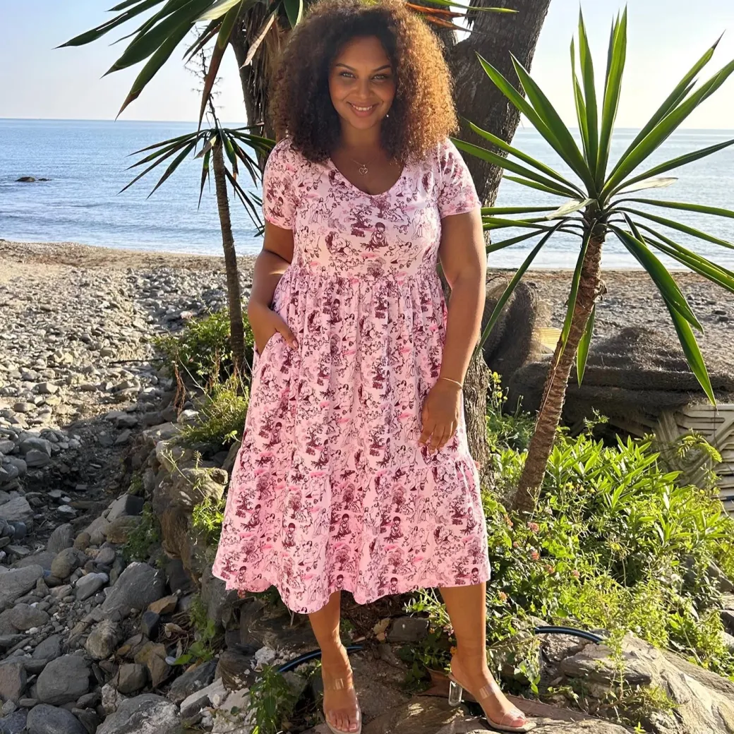 T-Shirt Tiered Dress - Passion au Jardin - L'Amour Rose