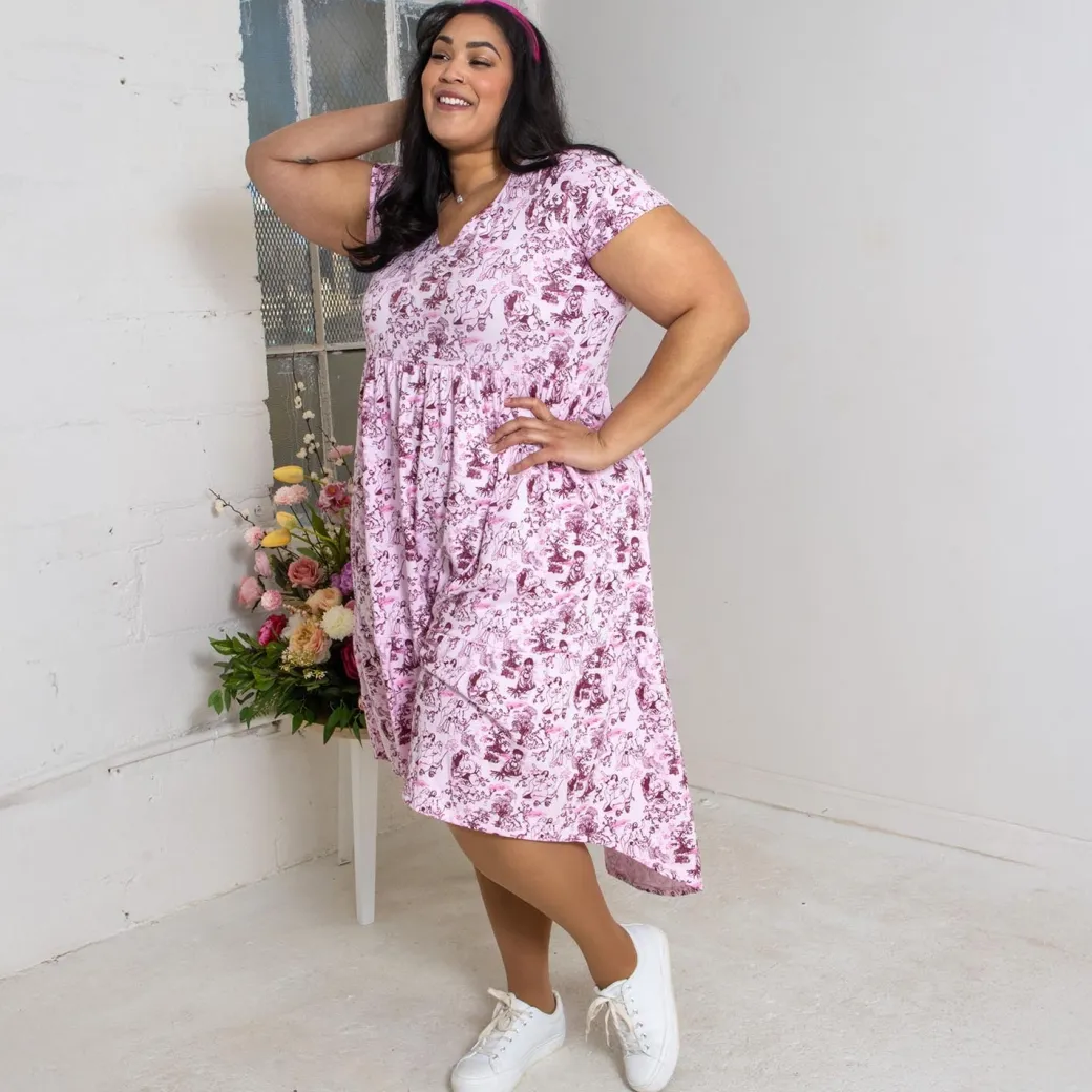 T-Shirt Tiered Dress - Passion au Jardin - L'Amour Rose