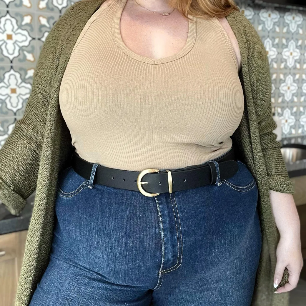 Vegan Leather Waist Belt - Gold