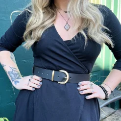Vegan Leather Waist Belt - Gold