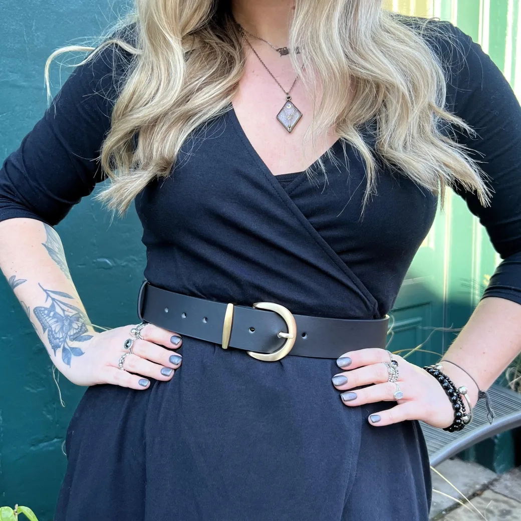 Vegan Leather Waist Belt - Gold